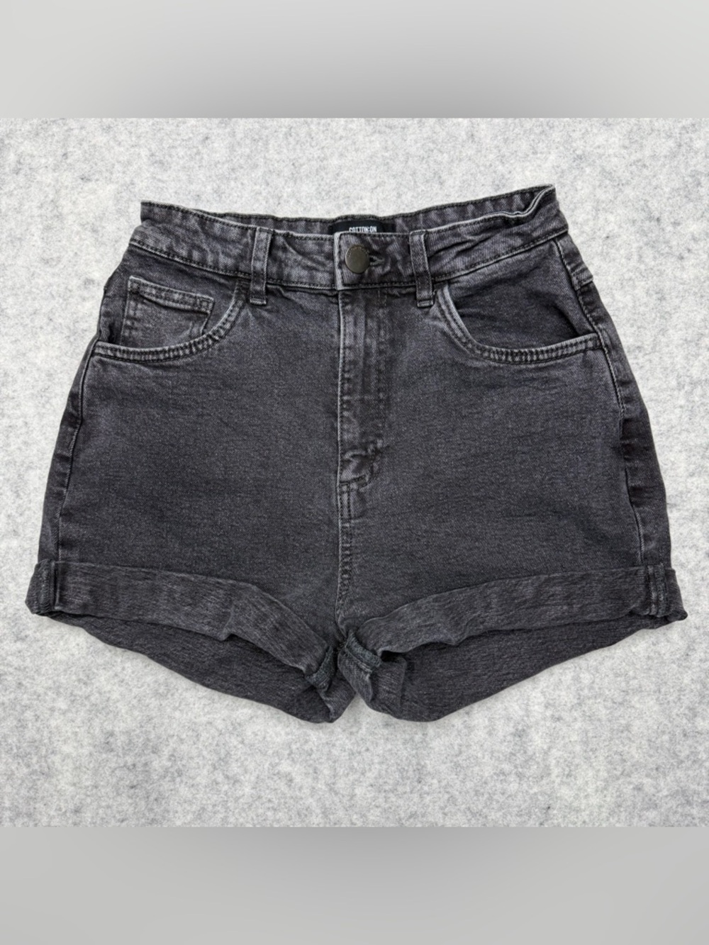 Women Cotton On High Rise Shorts Size 6 Black Button Zipper Pockets